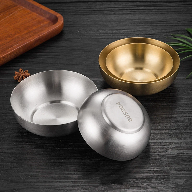 

Gold 304 stainless steel Fruit Bowl 8/10/12CM Korean Pickle Salad Noodles Ramen Rice Bowls Food Containers Tableware