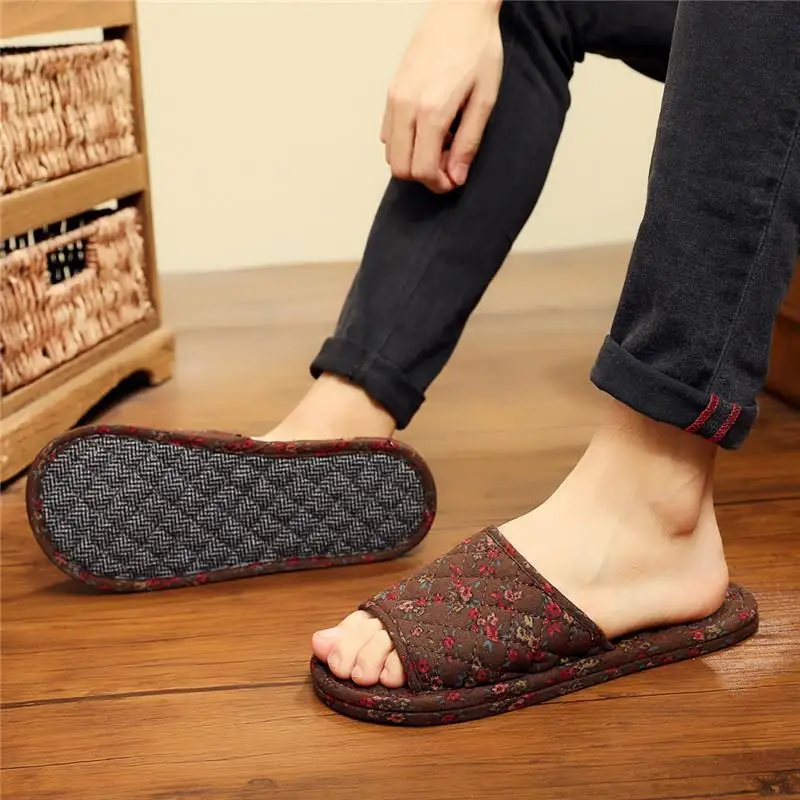 Linen Cloth Slippers for Women\'s Indoor Home Use Silent Cloth Sole Wooden Floor Slippers Soft Sole Silent All Year Round