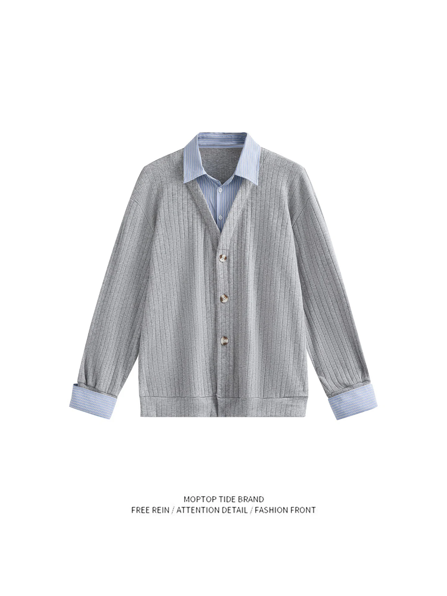 

Свободный мужской вязаный кардиган V-Ne, осенний модный полосатый свитер Mr. WH, повседневный длинный све, круглый Ne Premium Feeling