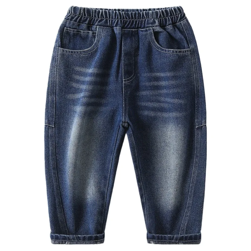 New 2026 Boys Fashion Classic Washed Jeans Kids Vintage Solid Straight Denim Pants Children's Spring Autumn Casual Trousers