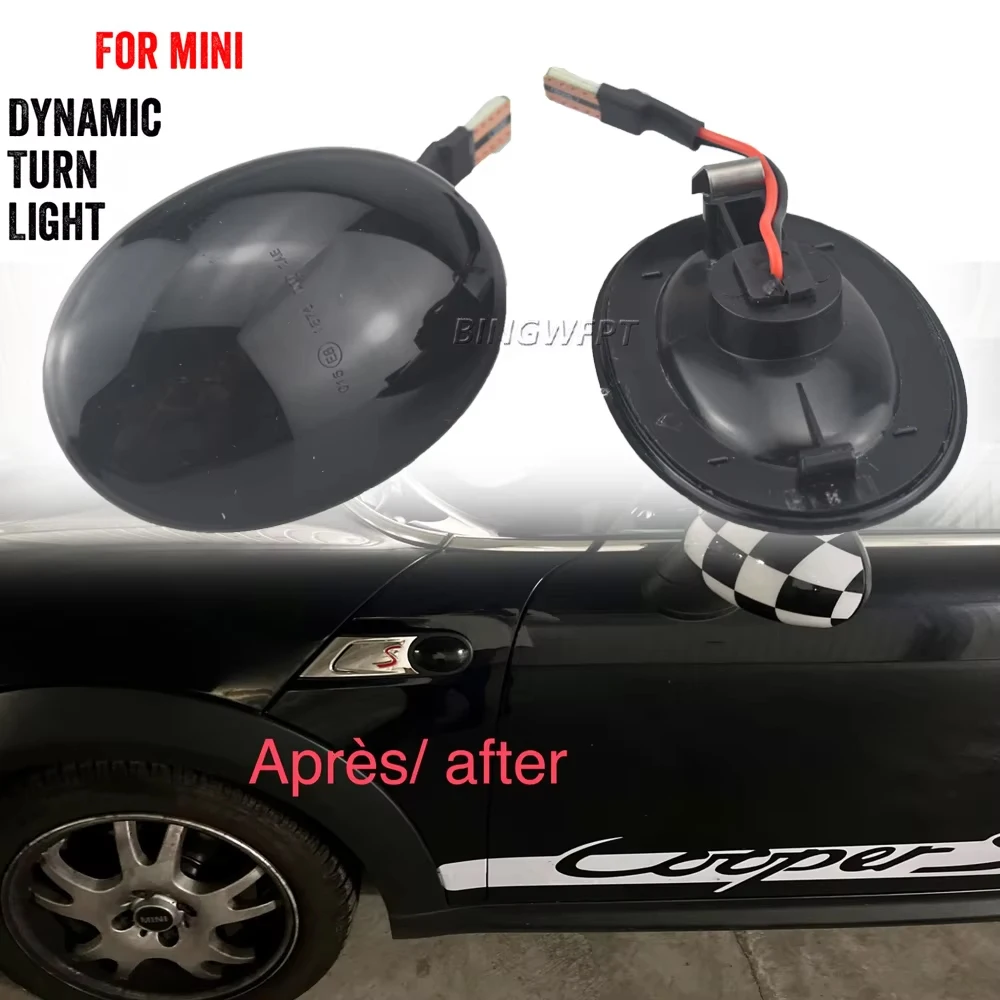 For MINI Cooper R55 R56 R57 R58 R59 2007-2013 CL-R56-LSM-SM Scroll Dynamic LED Flashing Turn Signal Lamp Side Marker Light