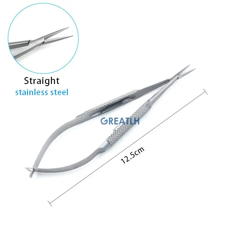 Stainless Steel Castroviejo Needle Holders with Lock Curved Straight Needle Holding Forceps Ophthalmic Instrument 1pcs