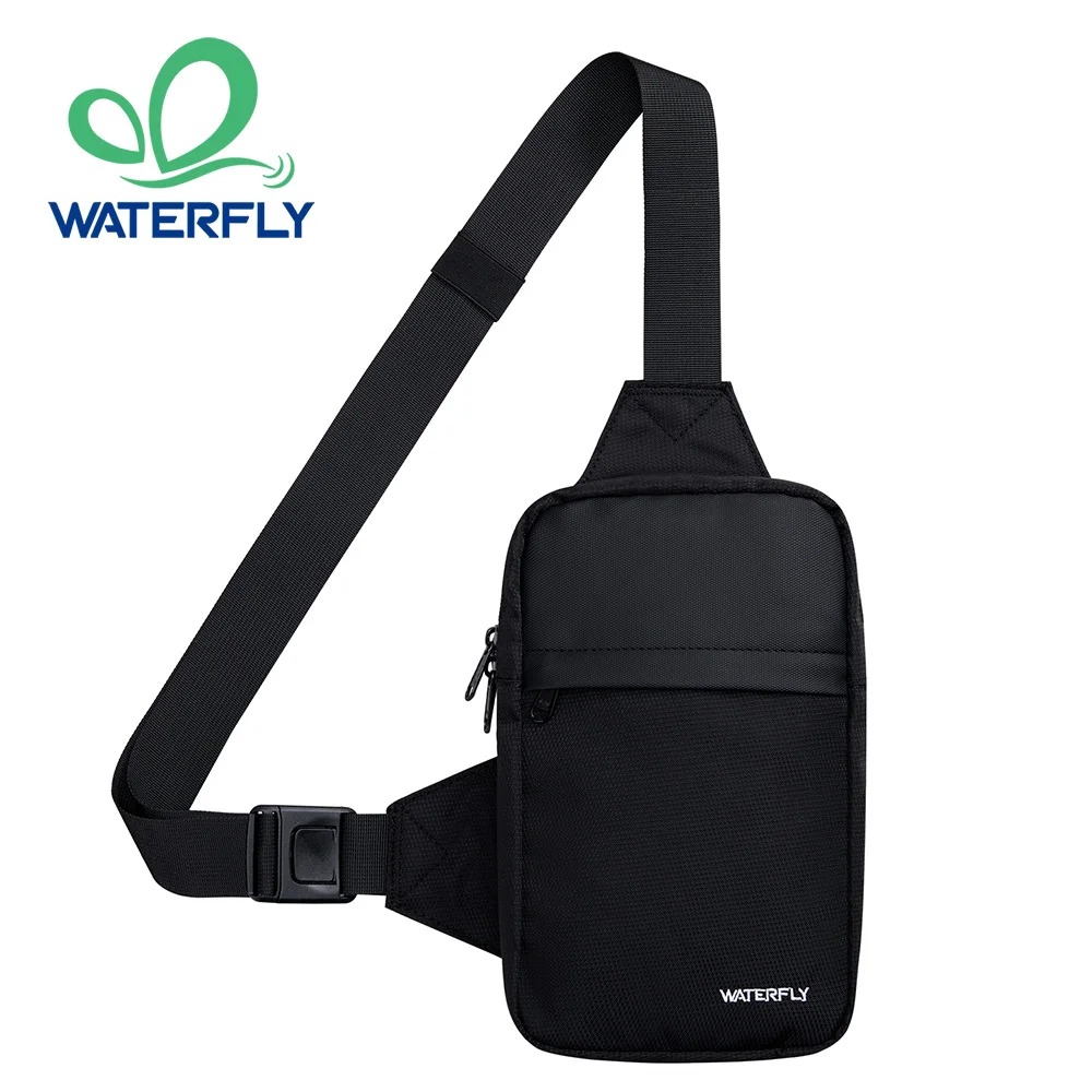 WATERFLY Mini Sling Crossbody Bag Dual Pocket Small Shoulder Bag Lightweight Casual Phone Chest Bag Daypack For Travel