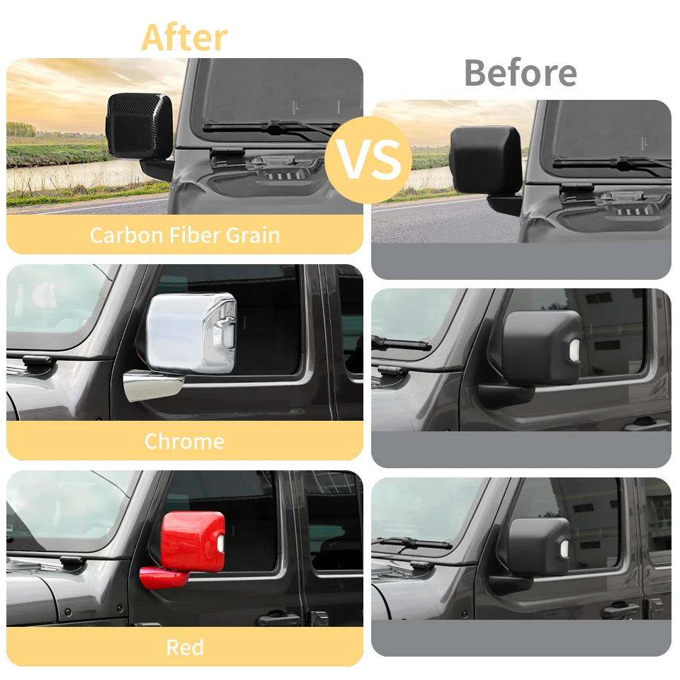 Car Reverse Mirror Shell Decoration Cover Kit For Jeep Wrangler JL for Gladiator JT 2018 Up  Car Accessories
