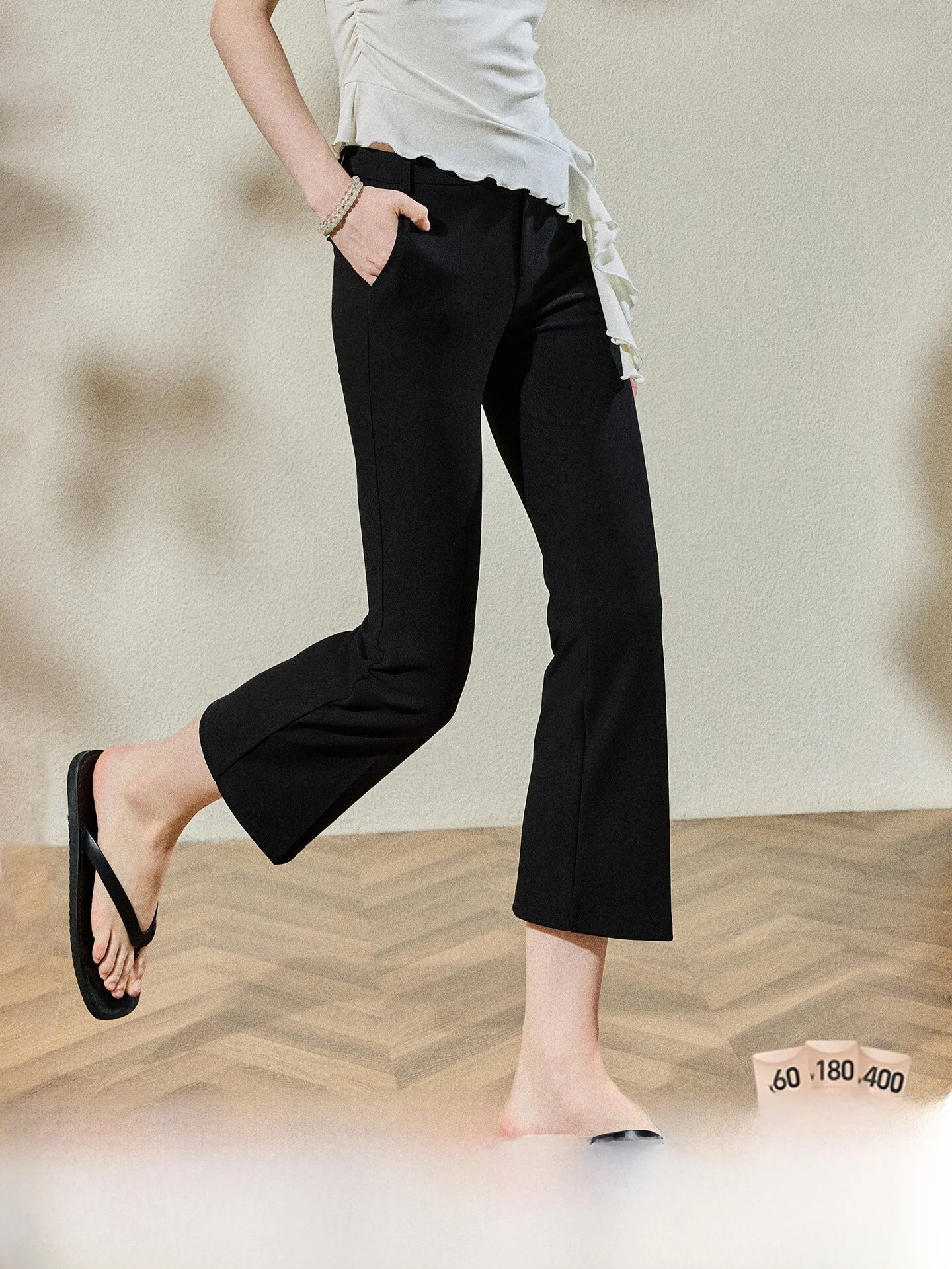 High Waist Flared Pants Commute Style Women's Suit Pants Black Slimming Casual Trousers for Office Work Korean Version