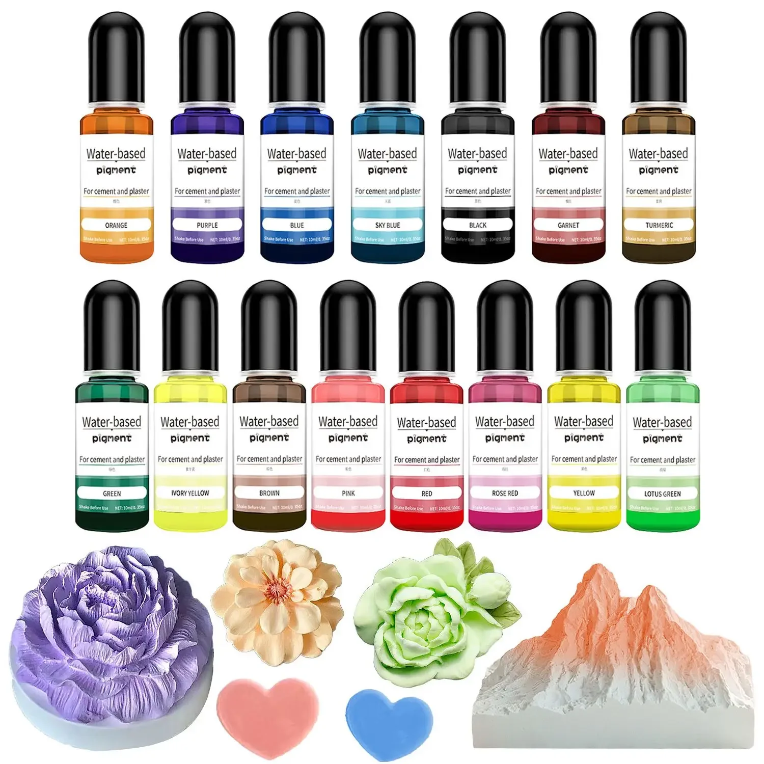 10ml Gypsum Cement Pigment Water-Based Pigment Liquid Colorant Dye Concentrate Cement Plaster Crafts Mold Pigment Dye Decoration