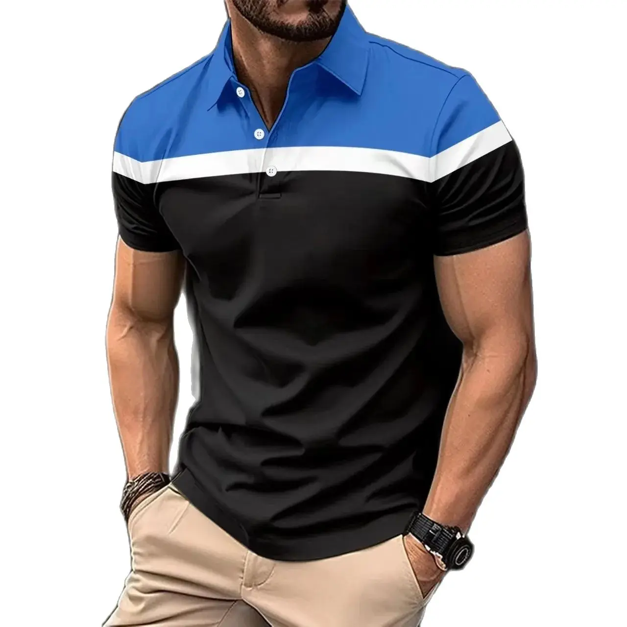 Summer new high quality men's 3D printed Polo shirt short sleeve casual breathable business fashion European size