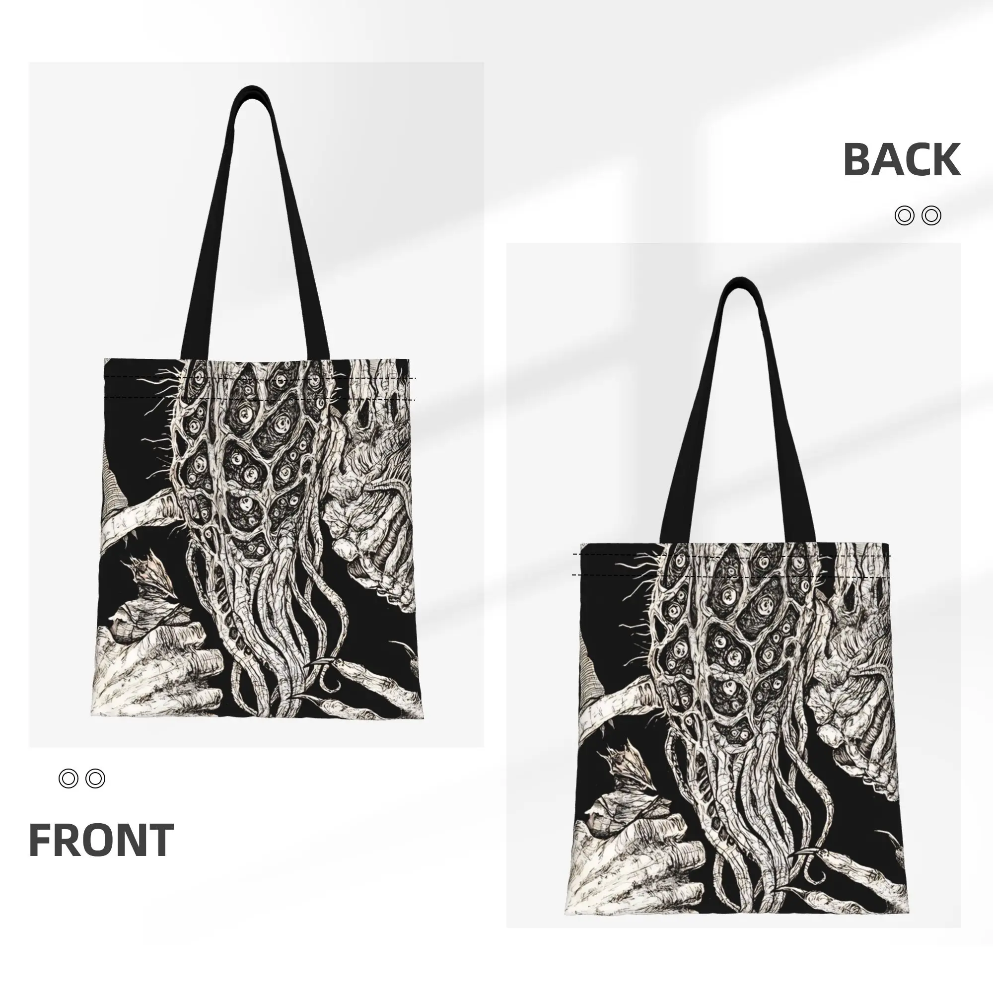 Bloodborne Vintage Gothic Hunter Canvas Woman Tote Bag for Shopping Travel Outdoor Heavy Duty Shoulder Handbag view 2