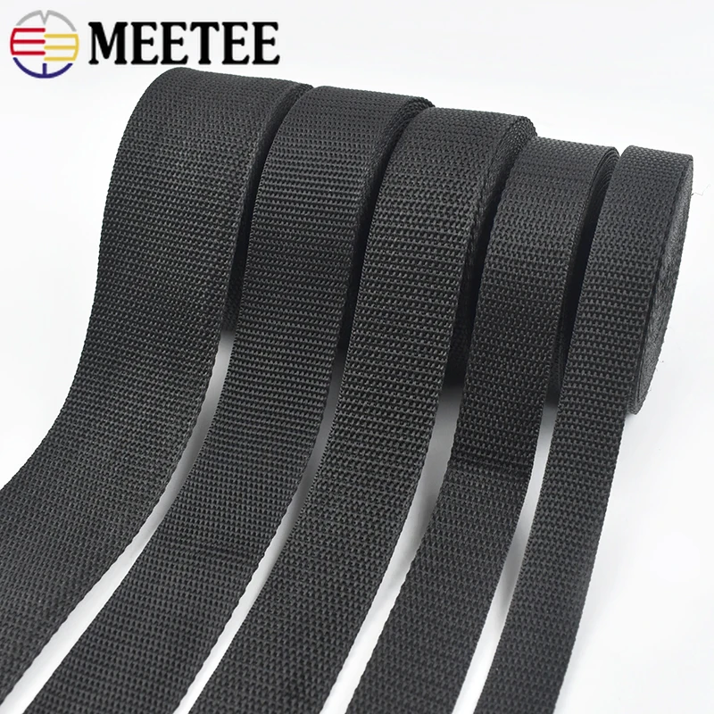 2-10Meters 20-50mm Black Webbing Tape For Bag Strap Backpack Ribbon Tape Safety Belt Bias Banding DIY Clothes Sewing Accessories