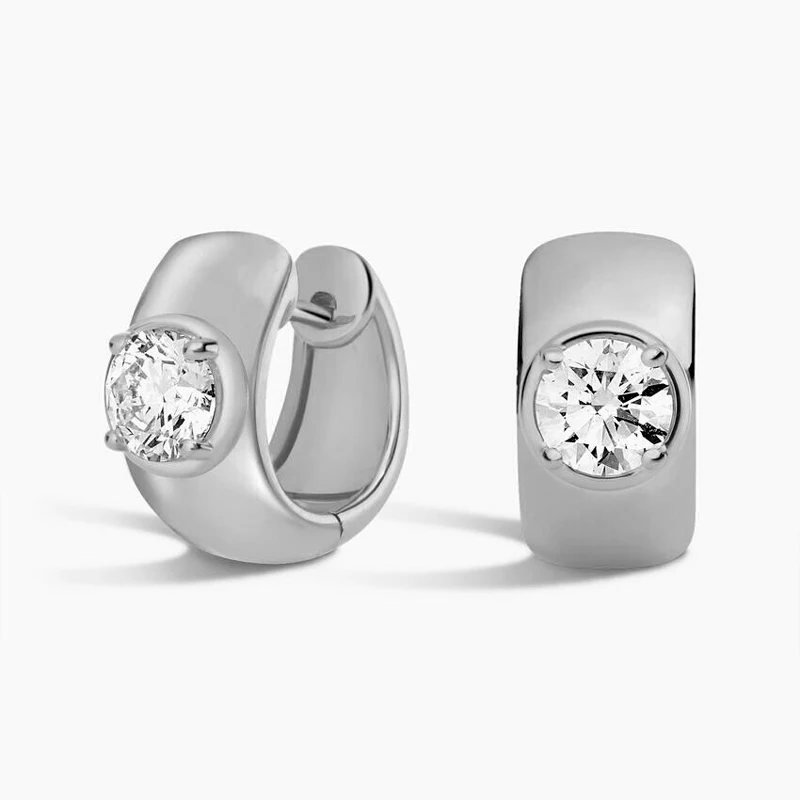 Lnkry Round 5MM Moissanite Earring With Certificate 14k Gold-Filled Wide Chunky Hoop Earrings for Women Vintage Jewelry Gift - view 6