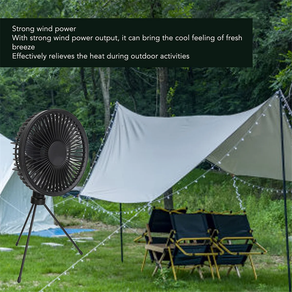 Portable Camping Fan with USB Solar Panel , for Tent, Outdoor, USB Desk Fan for Travel, Fishing, Outage Emergencies