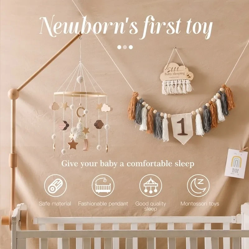 Heiß verkaufen Baby Rassel Spielzeug Sterne Krippe Anhänger Sternen bett Glocke Baby Zimmer Dekoration Holz Wind Glockenspiel Ornamente Säugling Krippe Spielzeug