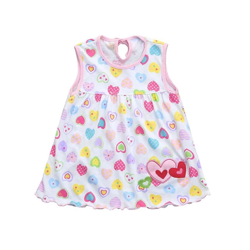 1/2Pc Random Color Baby Girls Summer Cartoon Sleeveless Dress Pure Cotton Dress 0-12Months