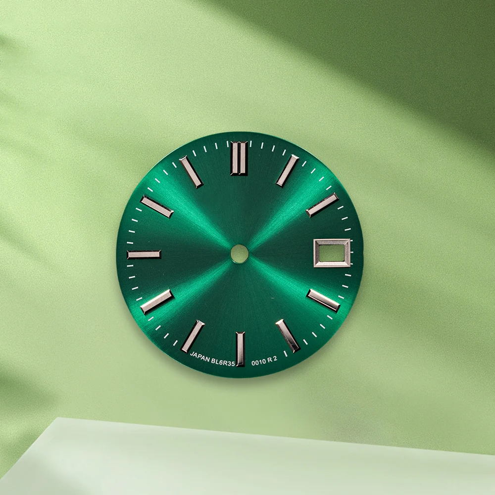 28.5Mm Logo GS NH35 Dial Sunray Dial Tanpa Tangan Cocok untuk Gerakan NH36/4R/7S Tanpa Aksesori Modifikasi Jam Tangan Bercahaya