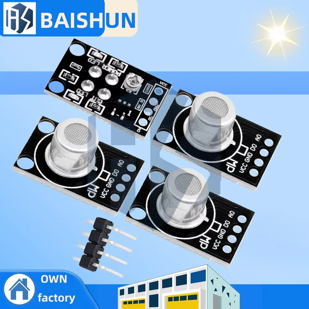 وحدة استشعار جودة الهواء للكشف عن الغاز المتعددة – MP-2/MP-4/MP-135/MQ-135، متوافقة مع MQ-2/MQ-4، مصممة لـ Arduino