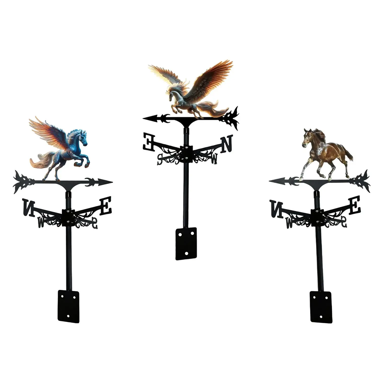 Weathervane المعدني للحصان سهل التركيب لزخرفة الطقس الخارجية #3