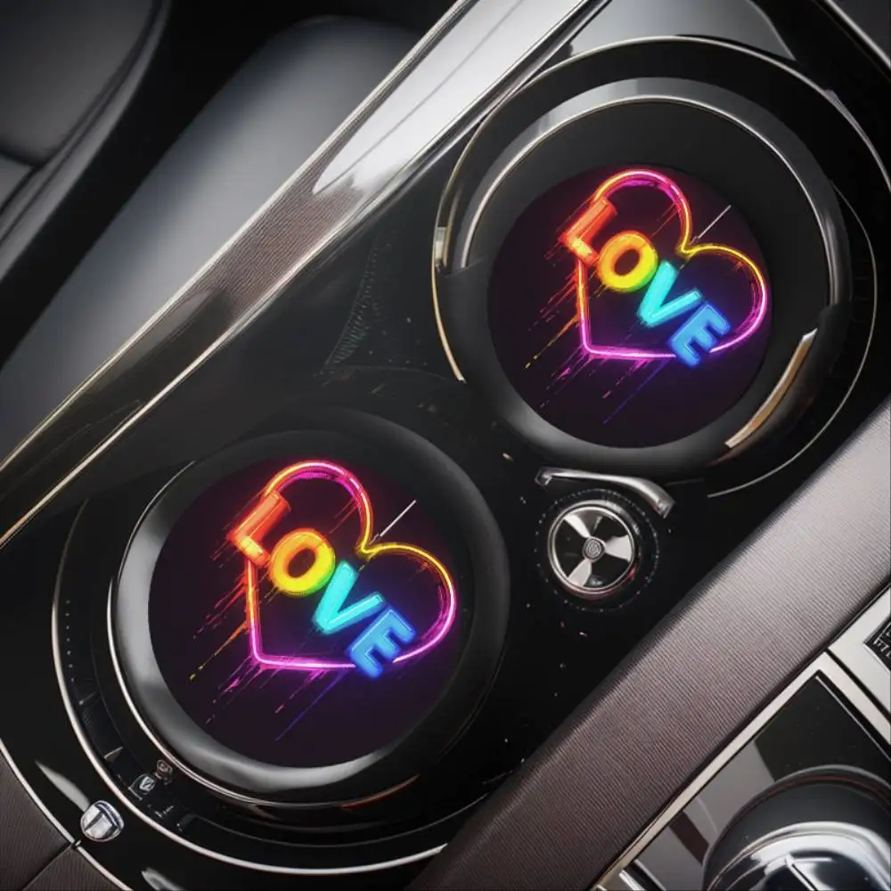 Heart Design Absorbent Non-Slip Car Cup Holder Coasters Auto Interior Accessories