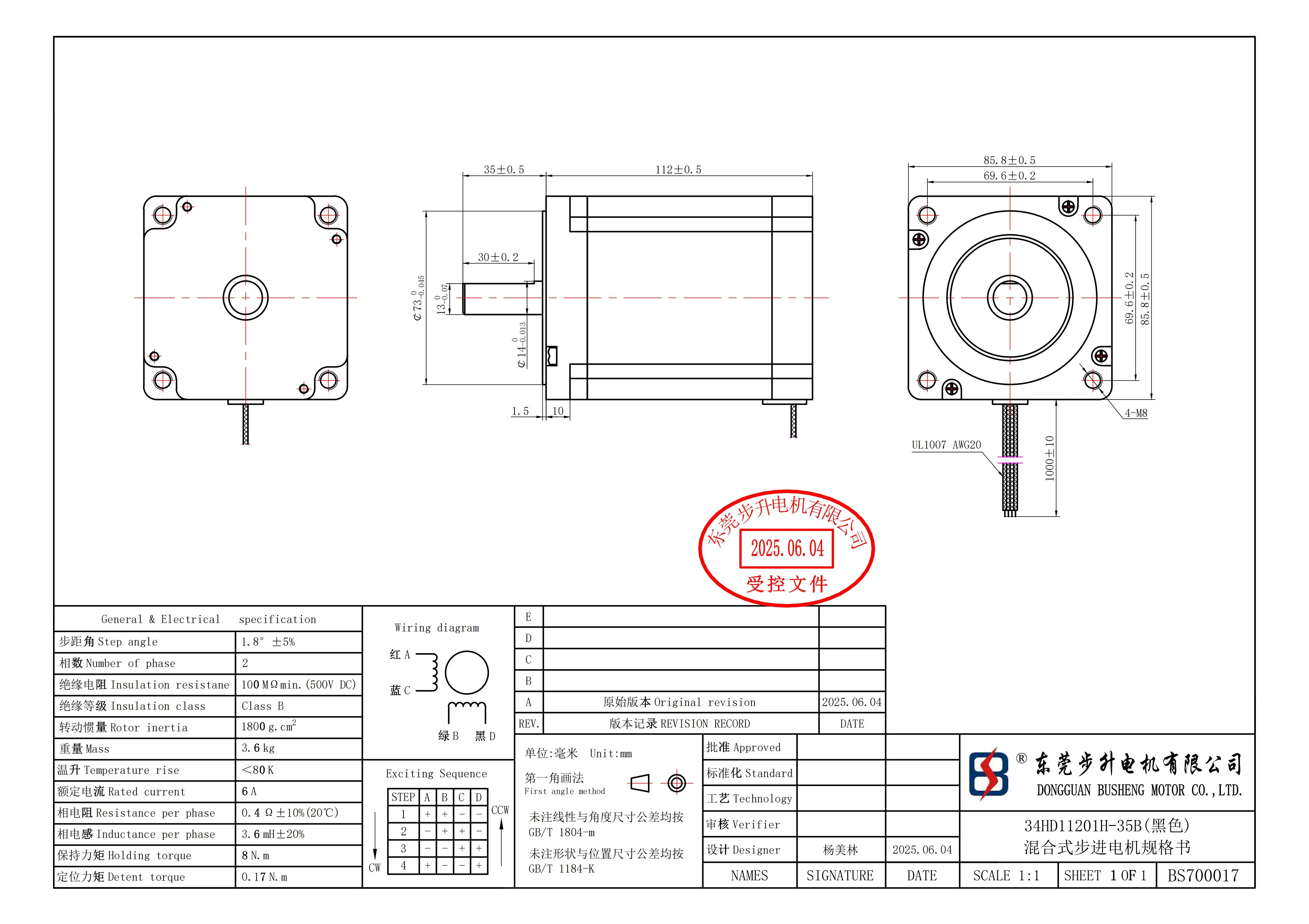 Nema34 ステッピングモーター 34HD11201H-35B 6A 8N.m 1.8度分解能 3Dプリンター モニター DIY CNC彫刻機用