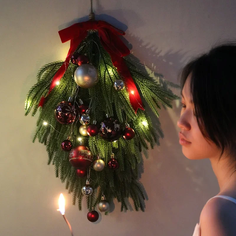 Premium Vintage Christmas Decorations Wreath Door Wall Decorations French Simulation Nobelsohn Upside Down Rattan