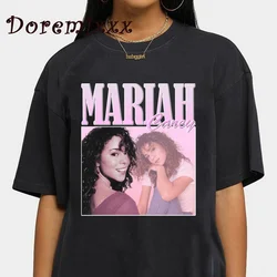 Retro T-shirt Hip Hop Singer Mariah Carey T Shirt Vintage Singer Graphic Tshirt Oversized Cotton Short Sleeve Tshirts Streetwear