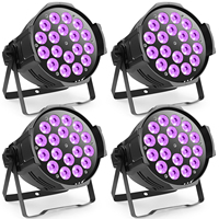 Fieryzeal 4PCS 18x8W RGBW 4IN1 LED Par Light DMX512 Effect Stage Light LED Flat Par Light for DJ Party Disco Christmas Nightclub