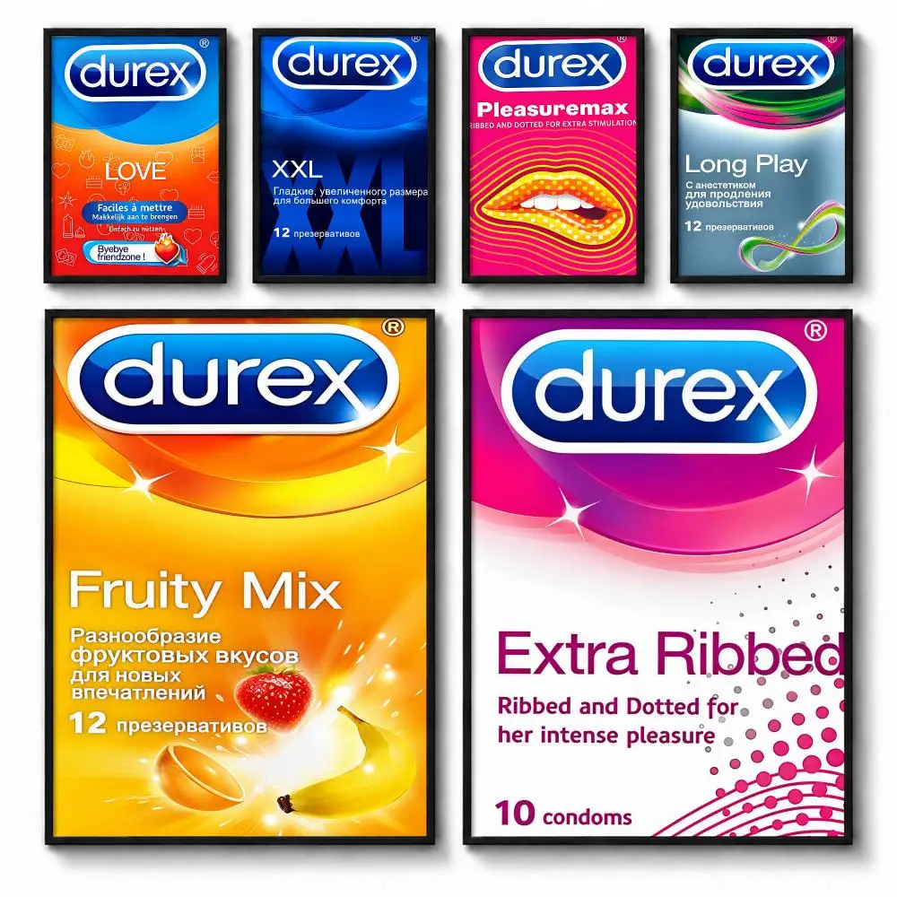 S-Sexy Condom B-brand Poster Self-adhesive Art Waterproof Paper Sticker Coffee House Bar Room Wall Decor
