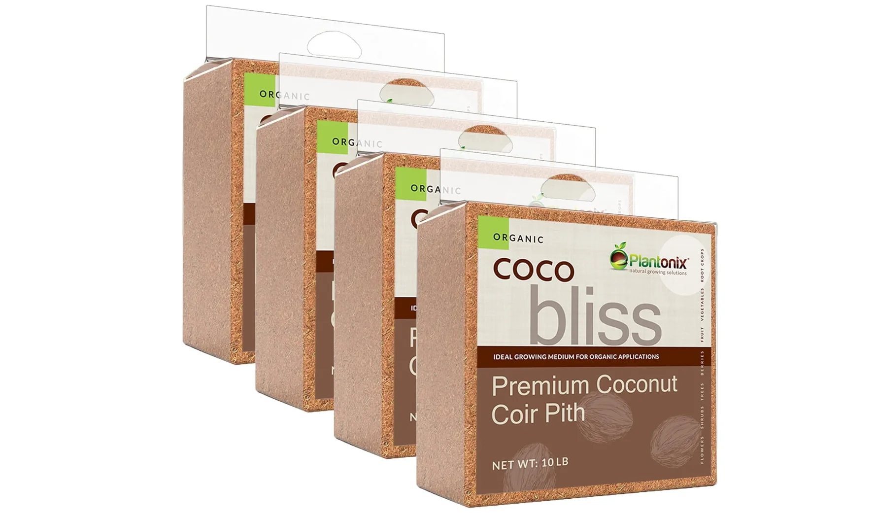 Coco Coco Orgânico para Plantas, Tijolo Comprimido, Baixo Equilíbrio CE e pH, Garden Bliss, 40lbs