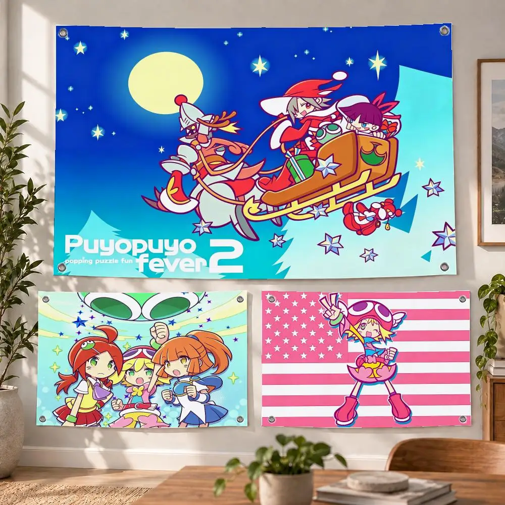 Game Puzzle Puyo Pop Fever Flags Decorative Flag Banner Indoor Bedroom Dorm Gaming Room Wall Party Club Decor Fan Gift
