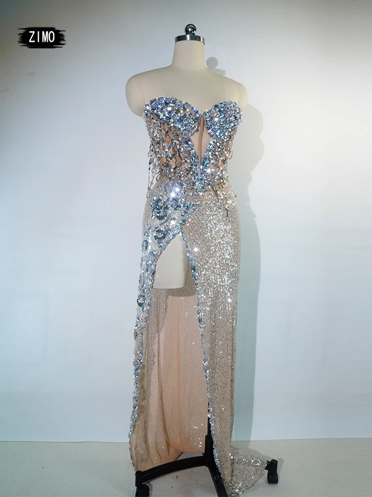 

Women Sexy Sequins Design Cloak Long Dress Shiny See Through Stage Show Wear Celebrate Club Performance Singer Costume