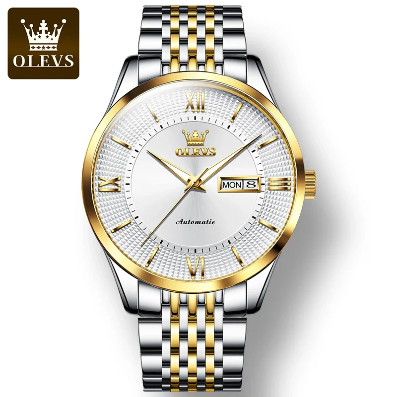 

OLEVS 6657 Business Stainless Steel Strap Watch for Men Japan Automatic Mechanical Full-automatic Waterproof Men Wristwatch