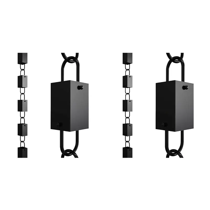B08B-2X Rain Chain Rectangular Rain Chain Set Rustresistant Rainchain Gutter Adapter Rain Chain