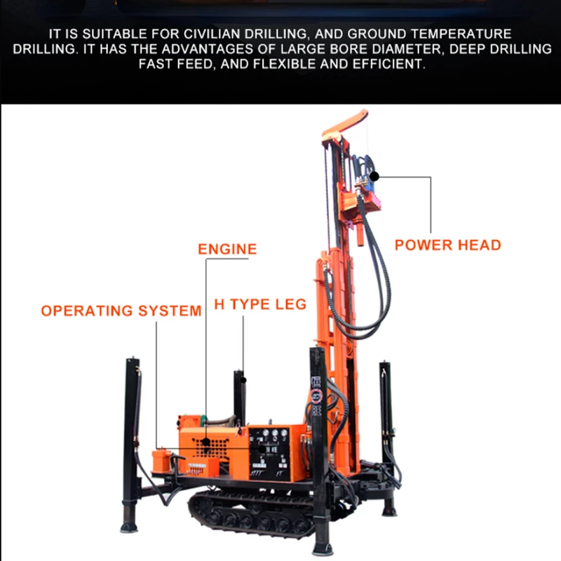 400m Depth Air Compressor Drilling Machine Geotechnical Investigation Drill Rig for Sale