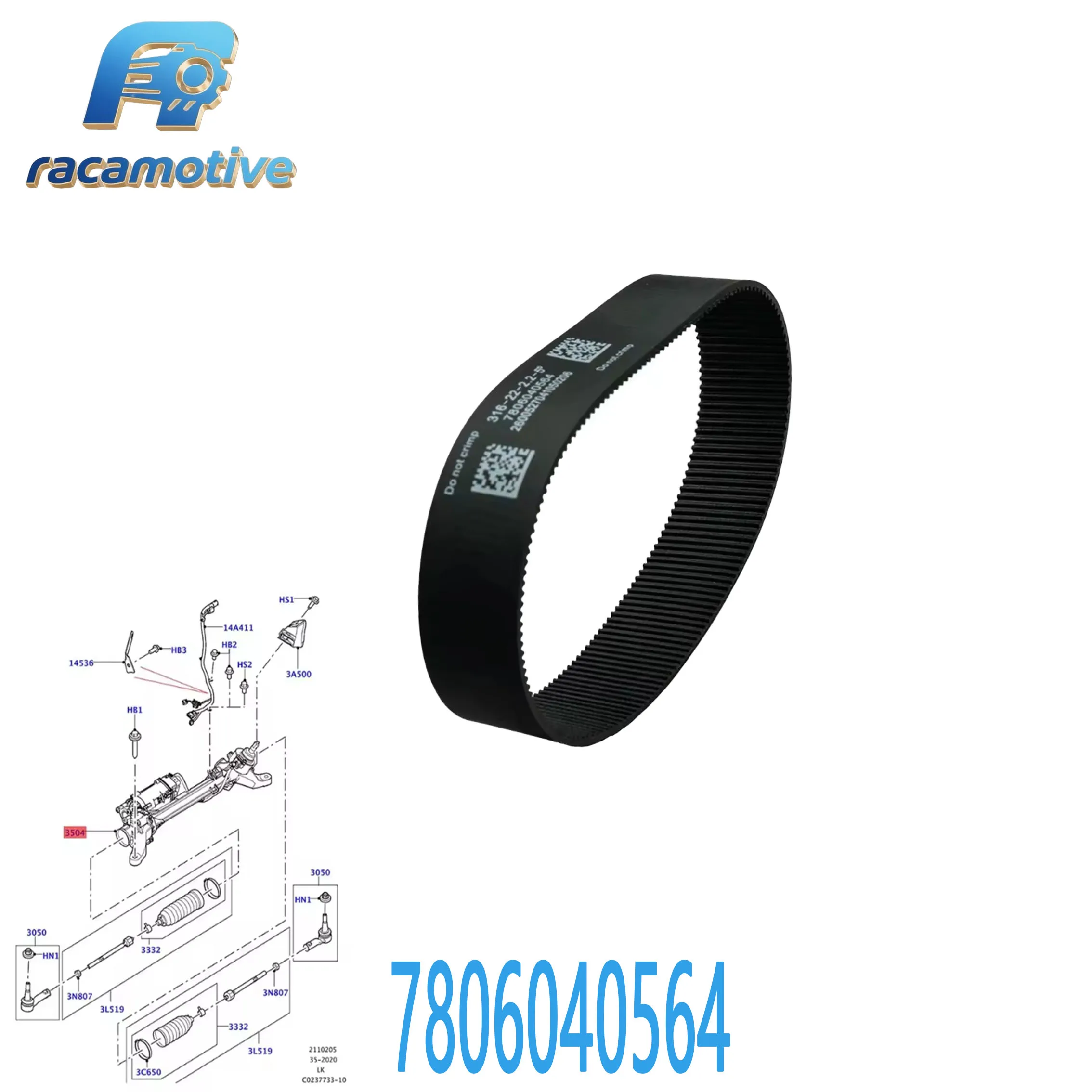 7806040564 LR088698 LR052324 테슬라 모델 S/X 2012-2016, 레인지로버 2016-2019 316-22-2.2-5에 적합 °   스티어링 랙 벨트. 썸네일 4