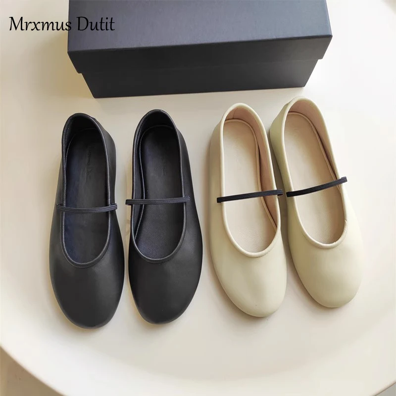 Mrxmus 2023 Spring Summer Fashion New Women Genuine Leather Square Head Shallow Sandals Elegant Simple Casual Shoes FemaleChic