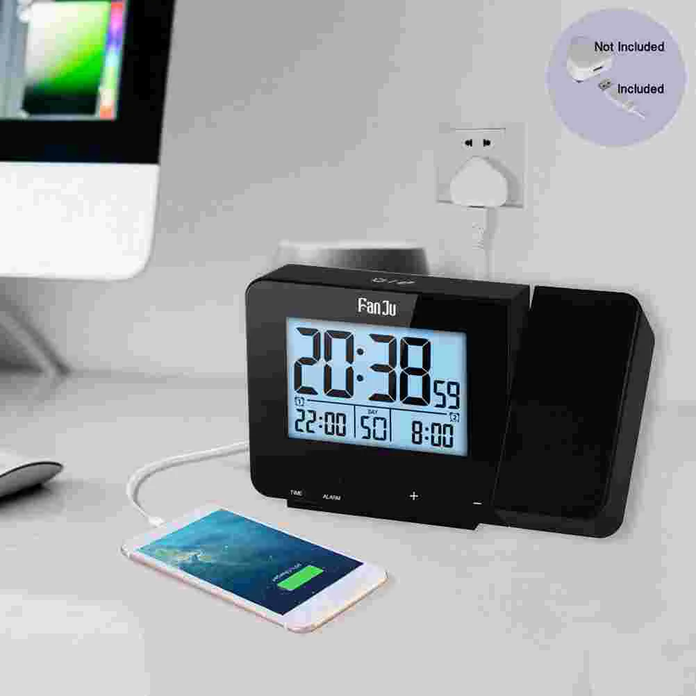 

Multiple Projecting Alarm Clock USB Multifunction Silent Silver Multi-function Travel