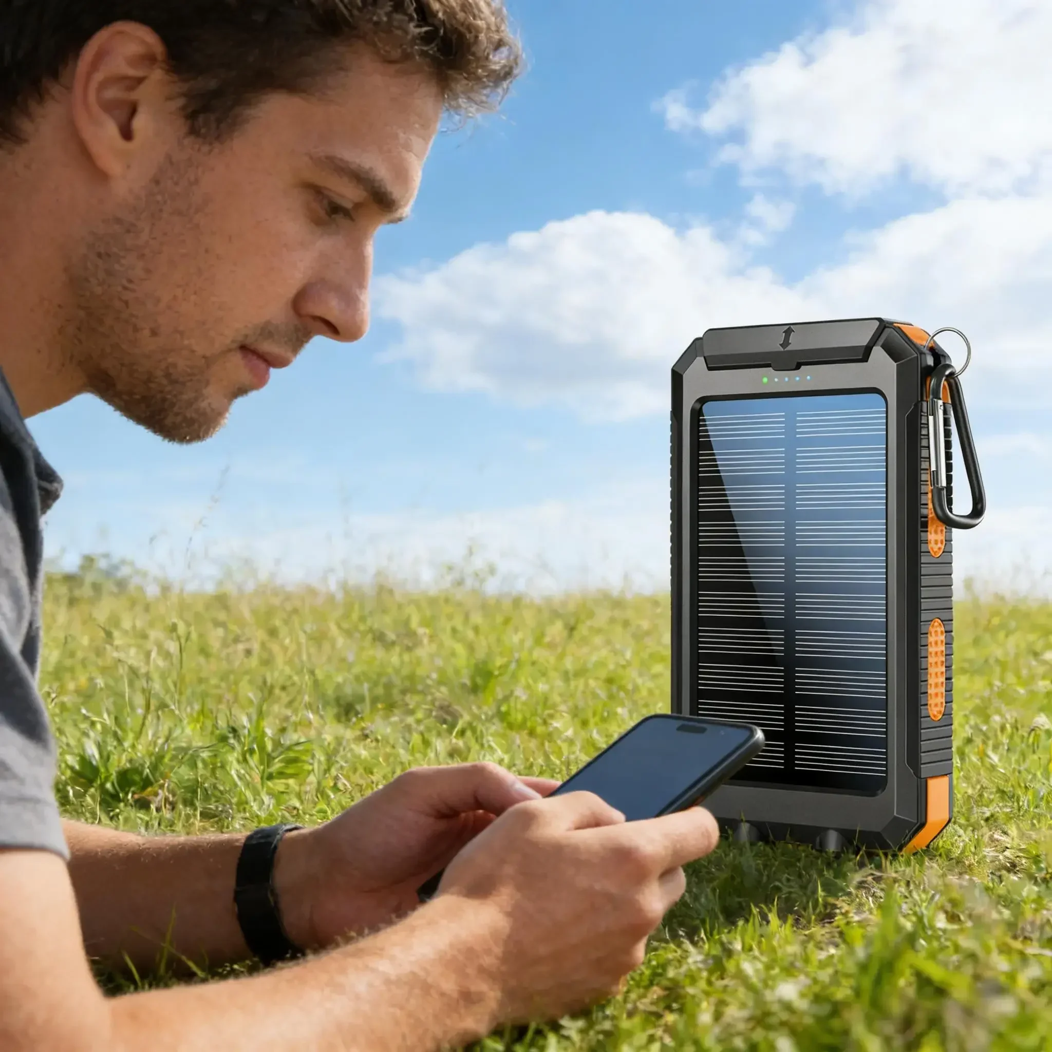 

High Capacity 10000mAh Solar Power Bank | Fast Charge & Emergency Light