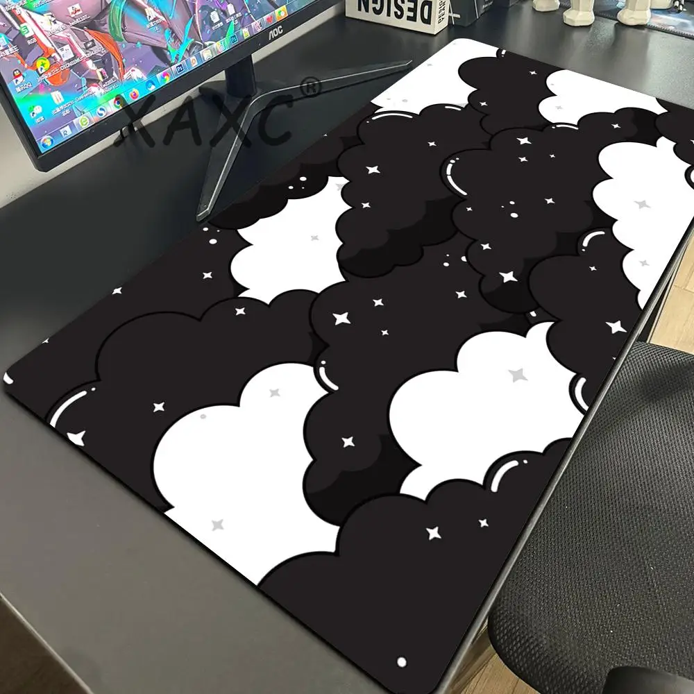 

500x1000 Mice Mat Game Carpet Rubber Keyboard Pads Japanese Great Off Wave Cloud Mouse Pad Gamer Large Black and White Mousepad