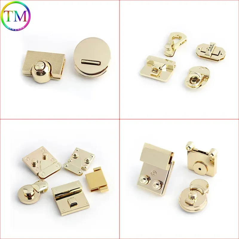 

New Style Metal Clasp Push Turn Lock Twist Lock Rectangle Hanger Switch Clasp Folding Locks Fashion Durable For Handbags