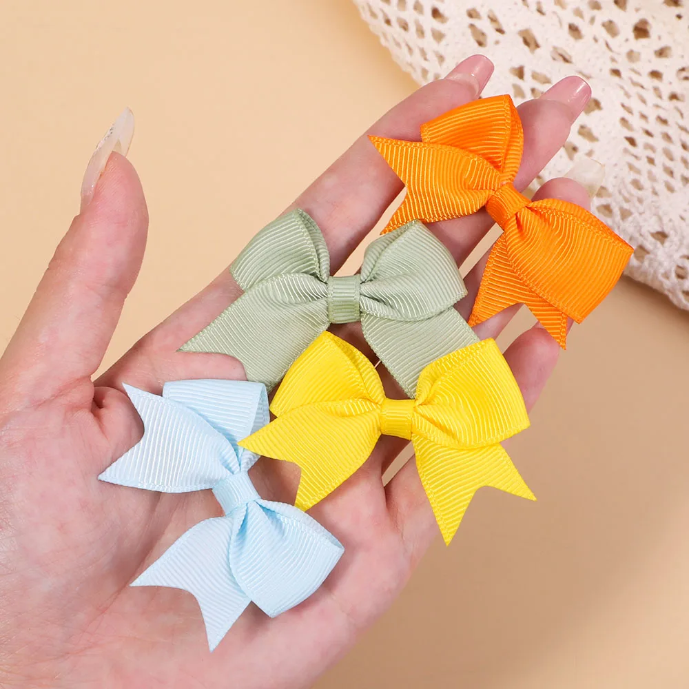 10Pcs/Set 2.4Inches Grosgrain Ribbon Bows Hair Clips For Kids Girls Small Trailing Bowknots Hairpins Headwear Hair Accessories