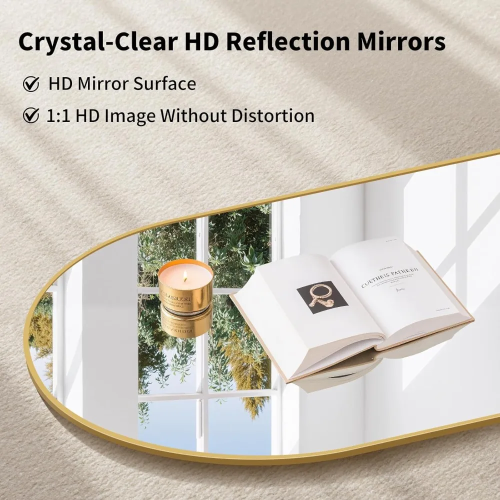 Floor Standing Full Length Mirror 68x24, Aluminum Frame, Large Body Mirror for Hallway or Home