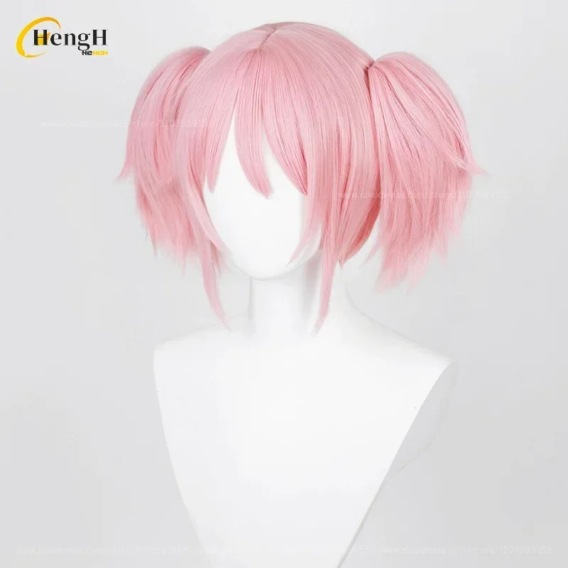 30 cm Kaname Madoka Synthetische Anime Rosa Doppel Pferdeschwanz Cosplay Perücke Und Kopfbedeckungen Hitzebeständige Haar Halloween Perücken + Eine Perückenkappe