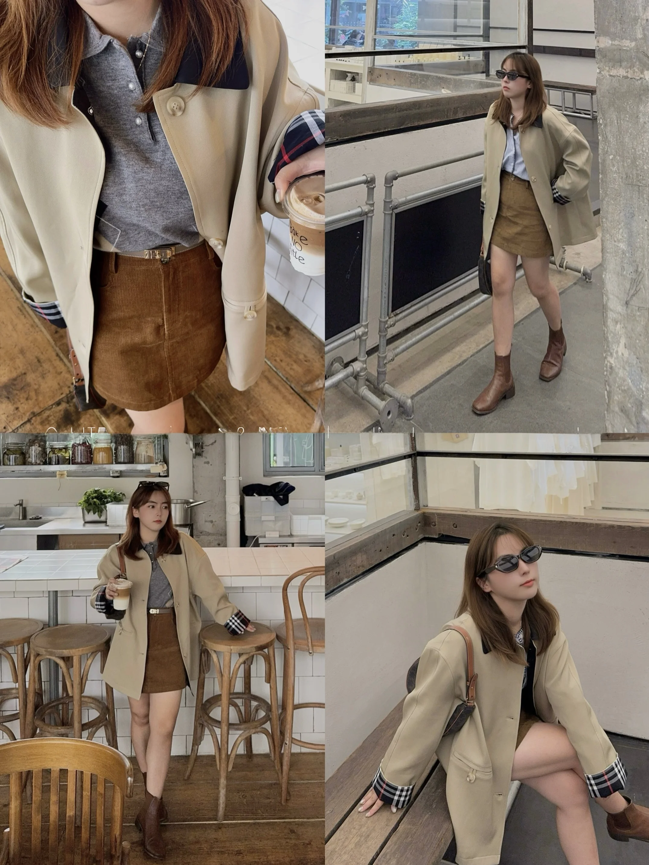 

Classic Khaki Color Blo High nce Baen Sle Mid-Length Coat Spring Autumn Seasonal Long Sve Commute Sle Loose...