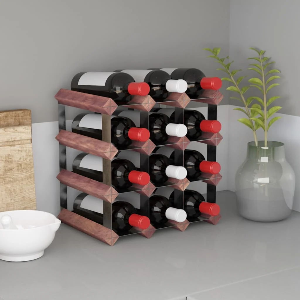 vidaXL Wine Rack for 12 Bottles Brown Solid Wood Pine  Bar utensils/baskets/racks