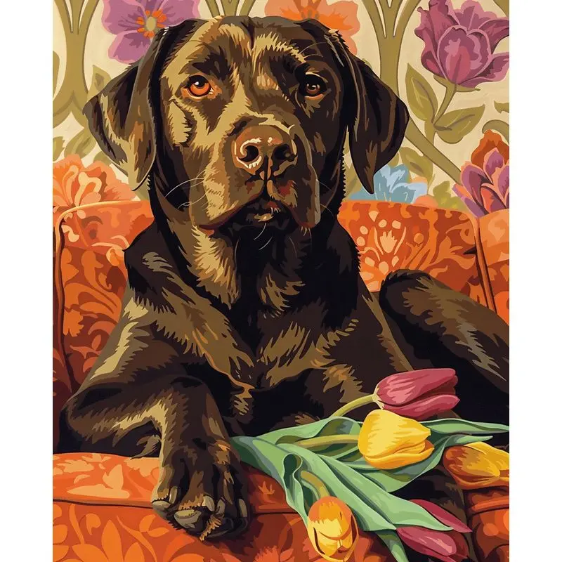 

PhotoCustom Diy Painting By Numbers Romantic Acrylic Paint Puppy By Numbers Modern Wall Pictures Handpainted Canvas For Home Dec