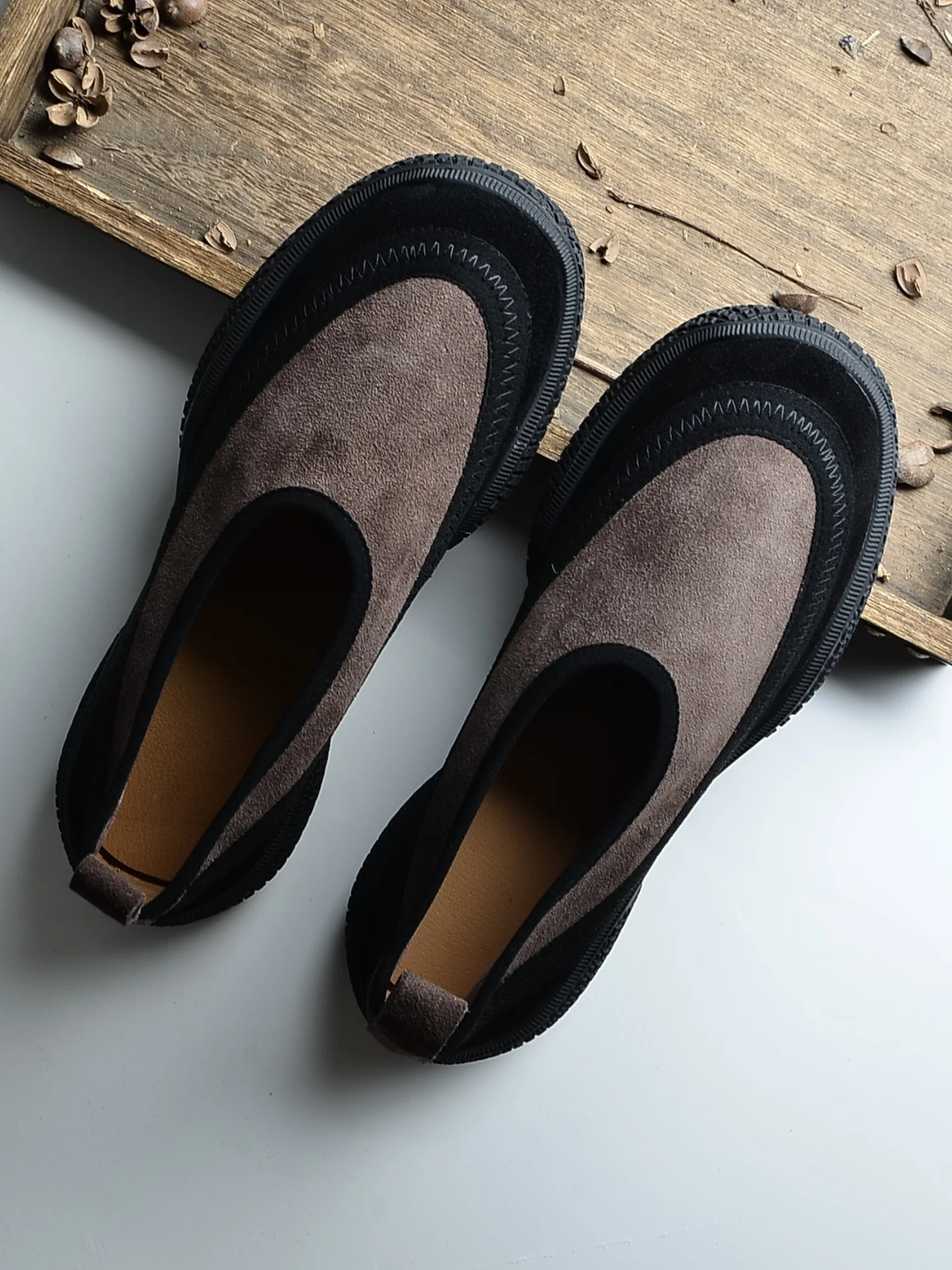 

Trendy Matte Leather Lightweight Wearable Casual Shoes Original Retro Low-Top Loafers Slip-On Fashionable Flat Mouth Shoes