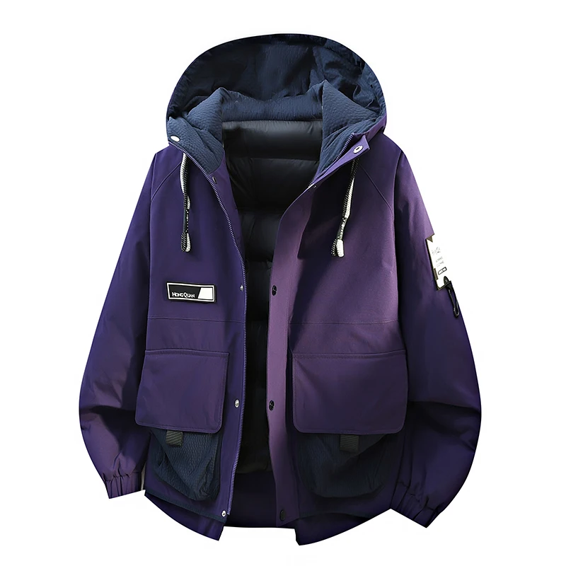 

Men's Warmth down Jaet Hooded Thi Winter New Multi-ket Trendy Men's Winter Cold Resistance Outerwear Casual Sle