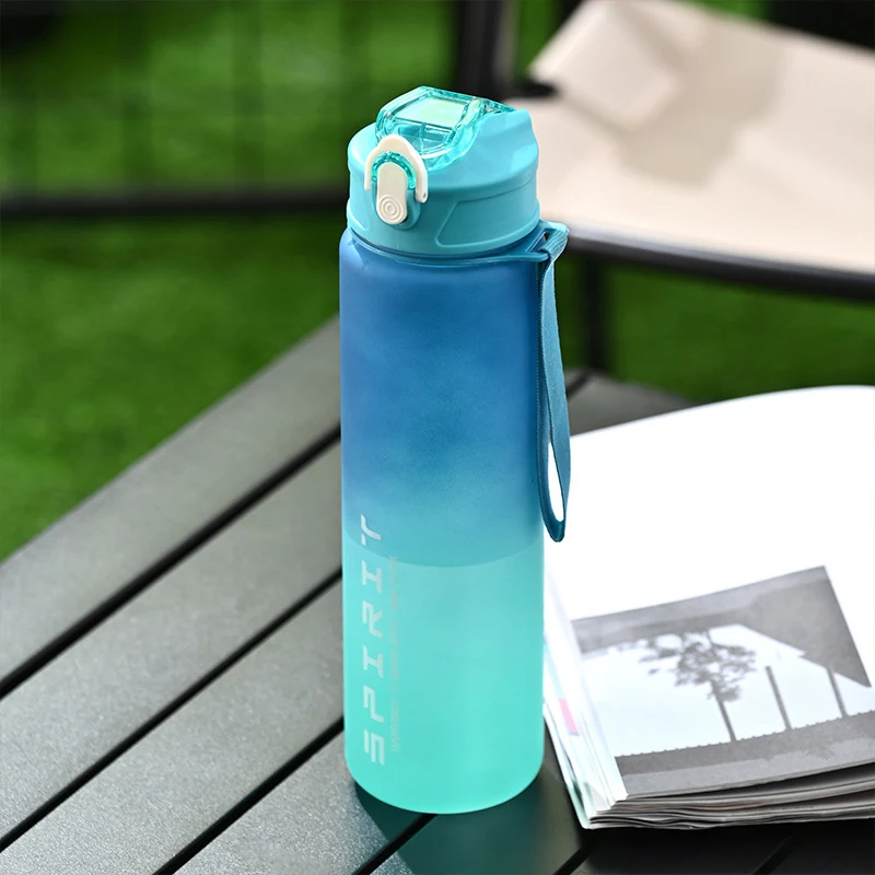 800ml/28oz Large Capacity Sports Water Bottle Leak Proof Colorful Plastic Cup Drinking Outdoor Travel Portable Gym Fitness Jugs