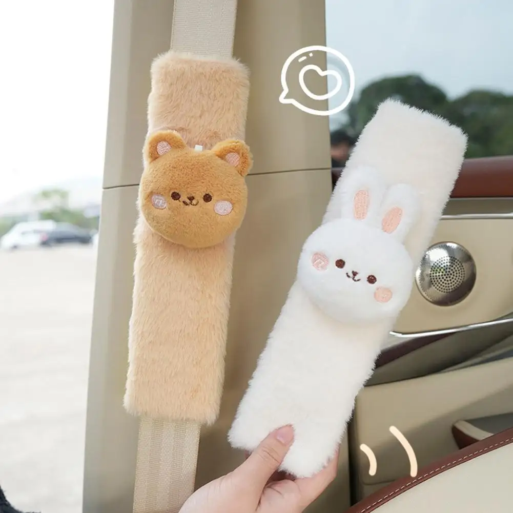 

Car Styling Seat Belt Cover Cartoon Rabbit Safety Belt Harness Protector Strap Accessories Plush Comfort Car Shoulder Inter A4S3