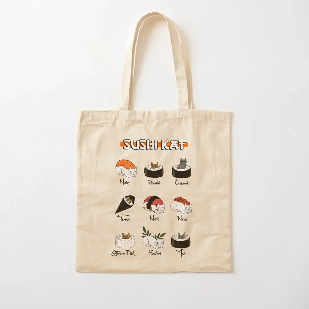 Sushi kat Tote Bag Beach bag handbag Canvas Woman shopper bag