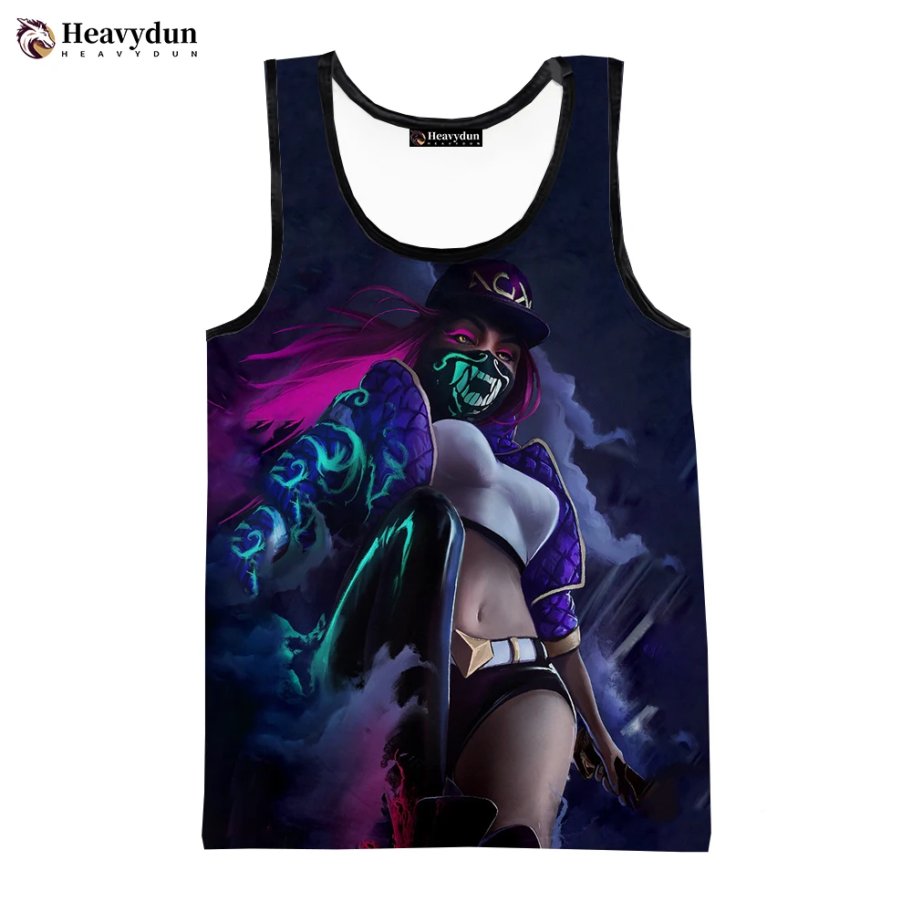 2023 New Fashion Game League of Legends Akali Men Tank Tops Sleeveless Spring Harajuku Personality 3D Printed Beach Tops Tees